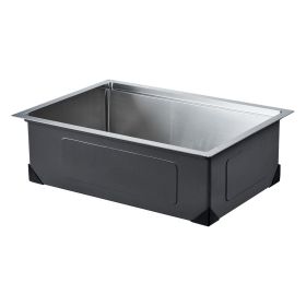 32 inch Kitchen Sink Workstation, 304 Stainless Steel Undermount Sink, Drop-In Single Bowl Farmhouse Basin with Ledge & Multiple Accessories