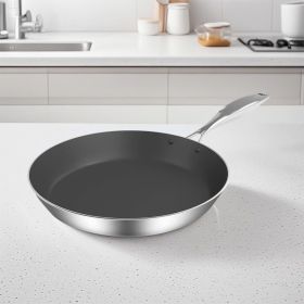 SOGA Stainless Steel Fry Pan 28cm Frying Pan Induction FryPan Non Stick Interior