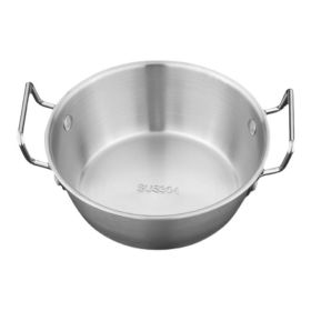 Double Ear Soup Bowl Snack Bowl for Household or Commerial (Color: Silver, Type: 17cm)