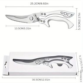 "Commercial-Grade Poultry Scissors - German Engineered with Automatic Rebound - Cuts Through Bones & Tendons" (Material: 430 stainless  steel,aluminum handle)