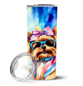 Yorkshire Terrier Hippie Dawg Stainless Steel Skinny Tumbler Vacuum Double Walled Reusable Insulated Tumbler Travel Cup for Coffee Cocktails Gift (Default: Default)